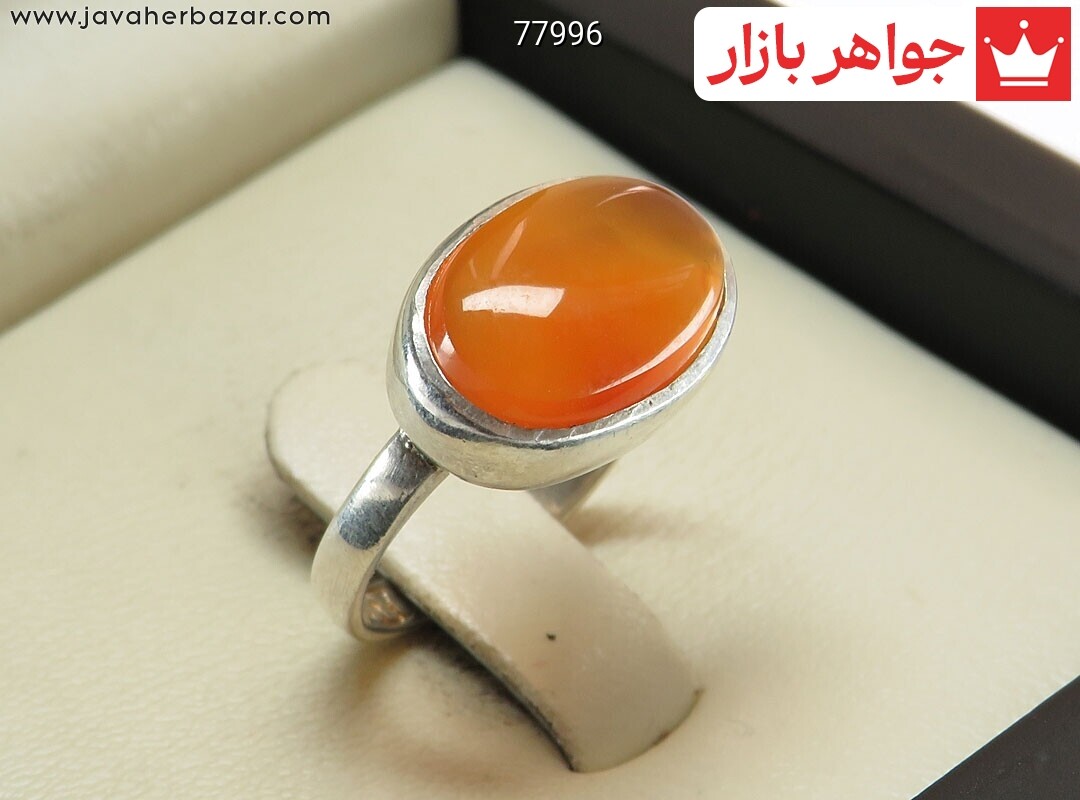 انگشتر نقره عقیق یمنی نارنجی طرح سحر زنانه [شرف الشمس]